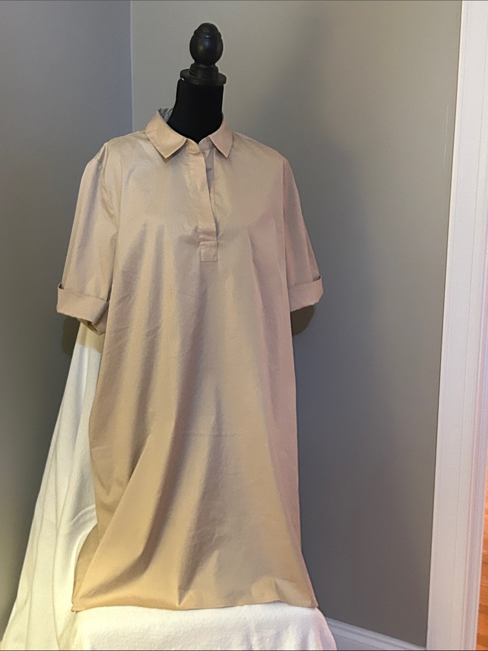 Chico's Light Beige Button-Down Casual Shirt Dress